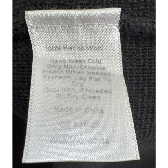 Talbots 100% Merino Wool Cardigan Jacket Size PL Open Front Zipper Pockets Black - Picture 4 of 4